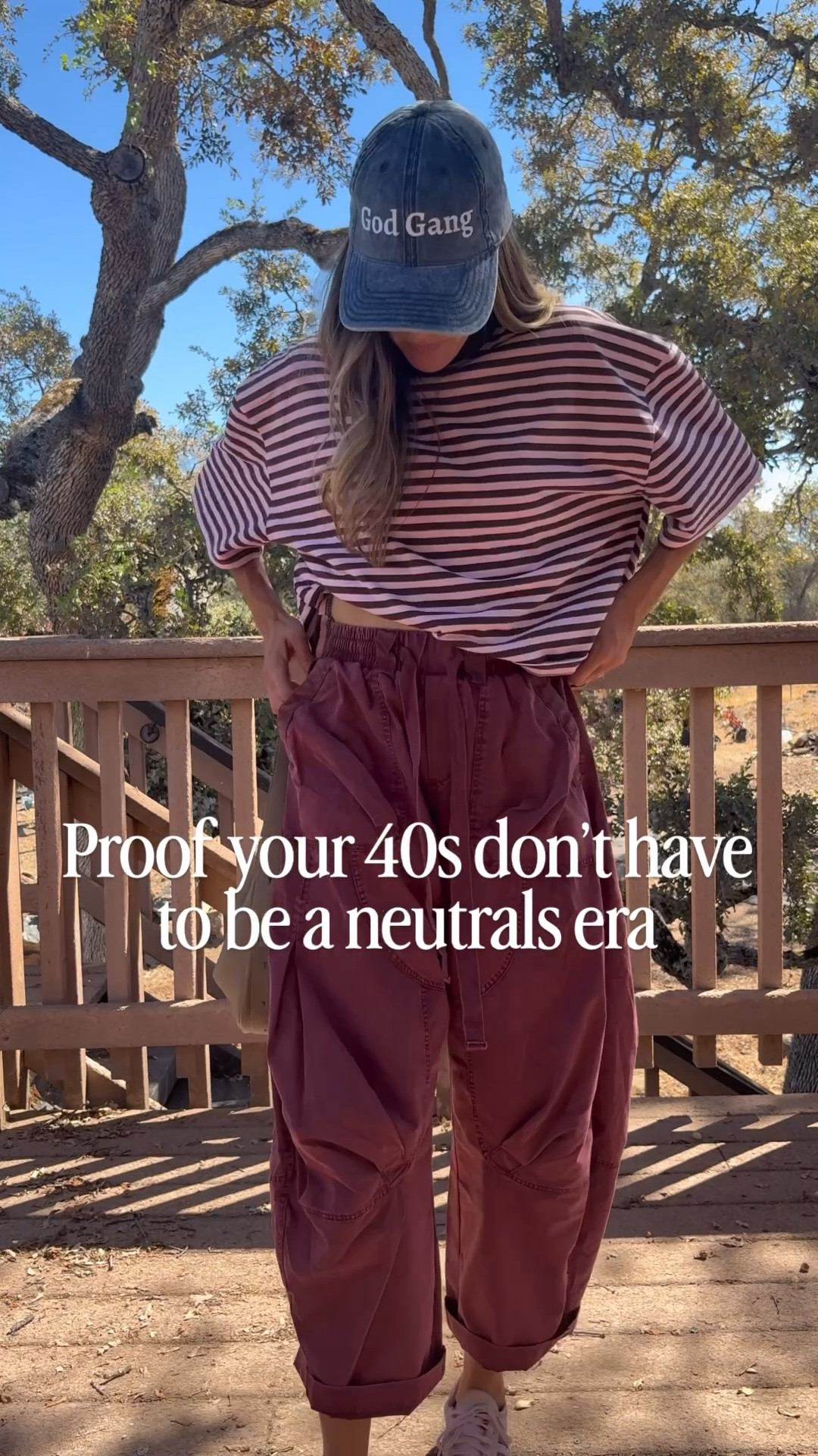 Give me the stripes, fun pants, sneakers, hats… all of it. Getting dressed is way more fun when you stop worrying about what you’re “supposed” to wear. Comment NEED to shop this whole look.
.
.
.
Shein style shein faves shein pants free people look free people style cargo pants 
.
.
#sheinstyle #millennialmomstyle #casualstyle #40sstyle

#LTKOver40