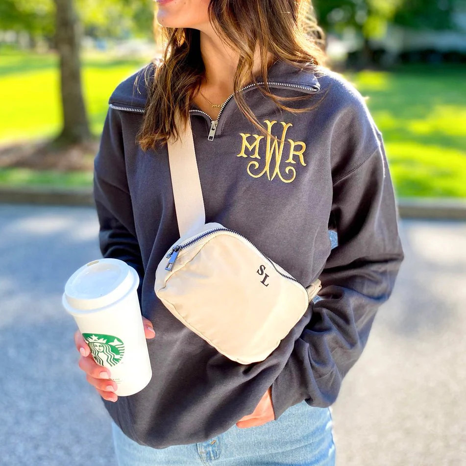 Monogrammed Quarter Zip Sweatshirt | United Monograms