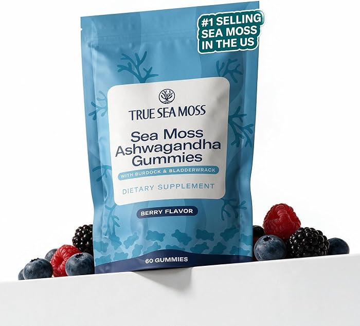 TrueSeaMoss Ashwagandha Gummies for Women & Men \u2013 Vegan Formula with Sea Moss, Bladderwrack ... | Amazon (US)