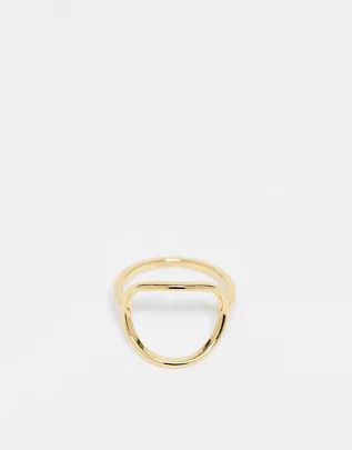 ASOS DESIGN 14k gold plated ring with open circle design | ASOS (Global)
