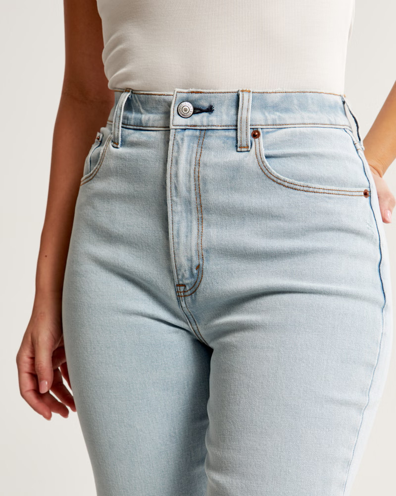 Women's Curve Love Ultra High Rise Ankle Straight Jean | Women's Bottoms | Abercrombie.com | Abercrombie & Fitch (US)