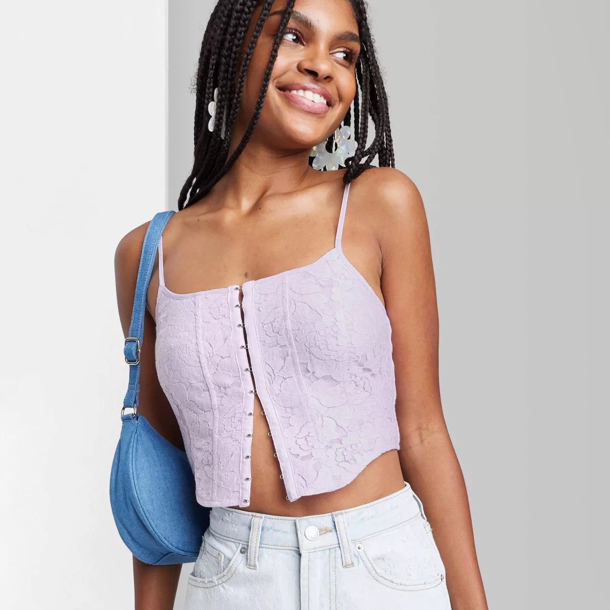 Women's Lace Corset Tank Top - Wild Fable™ Violet Lace XL | Target