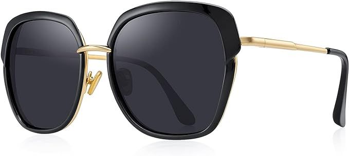 Vintage Oversized Shield Frame Women's Polarized Sunglasses Holiday Sunglasses for Women with Gif... | Amazon (US)