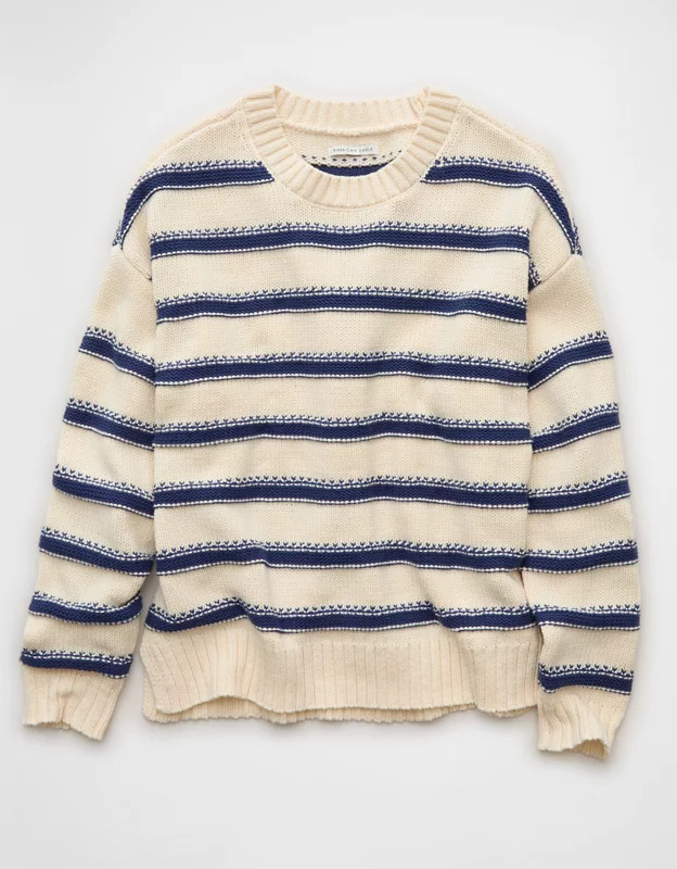 AE Striped Crew Neck Sweater | American Eagle Outfitters (US & CA)