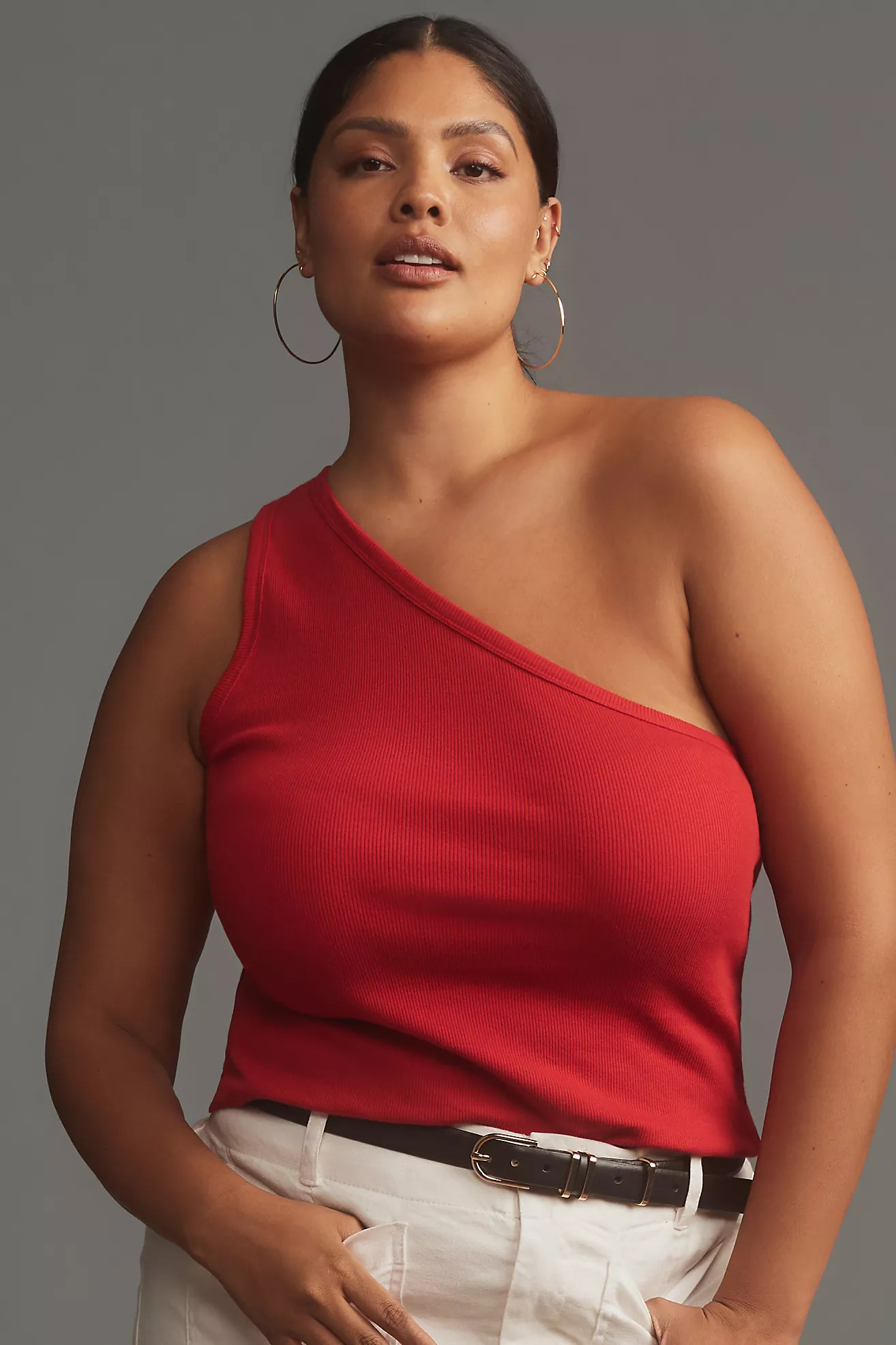 The Zeda Ribbed One-Shoulder Top by Pilcro | Anthropologie (US)