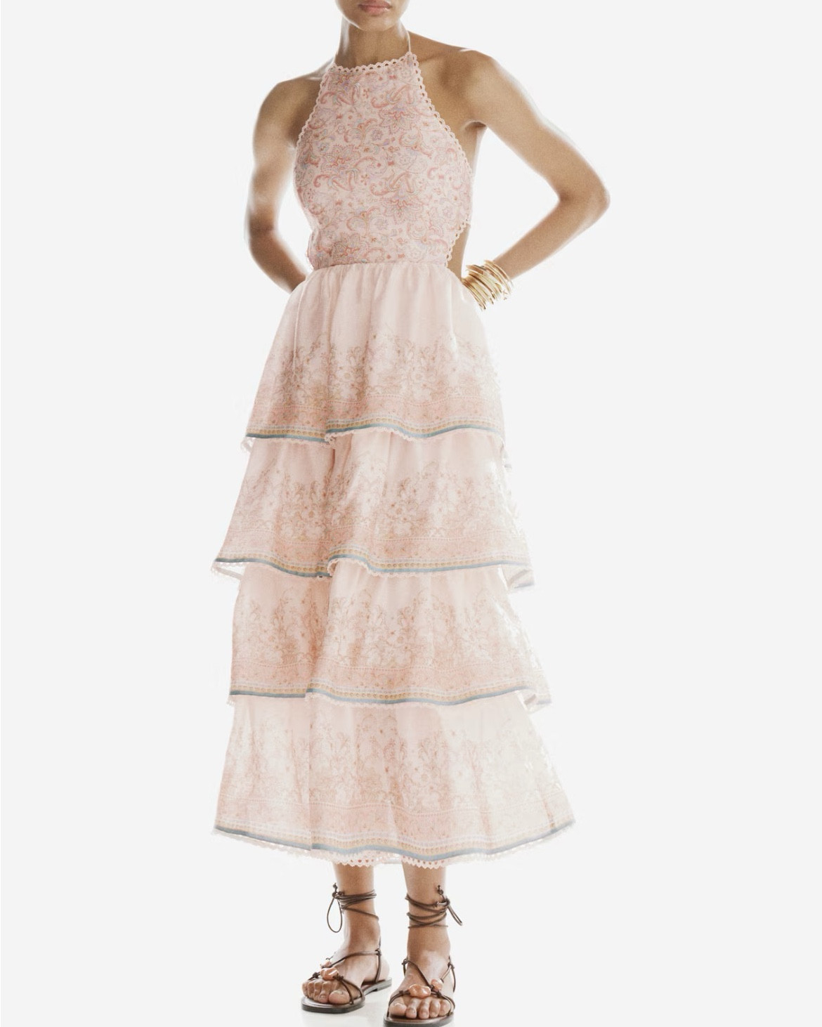 Blush pink tiered halter neck maxi dress 

#LTKSeasonal