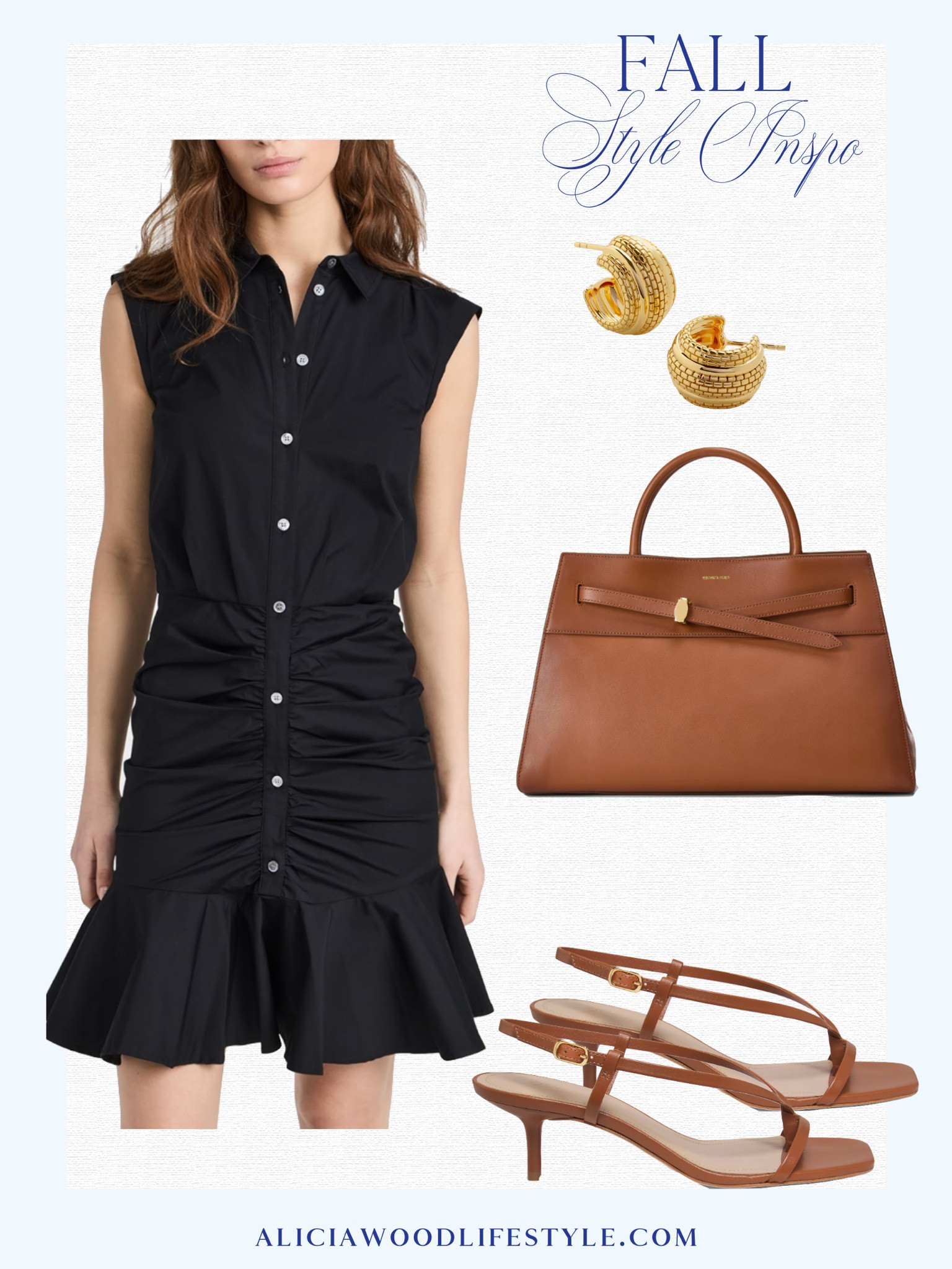 Fall Style Inspiration 
Black sleeveless shirt dress with rusching detail 
Tan strappy sandals
Tan lady handbag
Gold huggie earrings 


#LTKOver40 #LTKStyleTip #LTKSeasonal