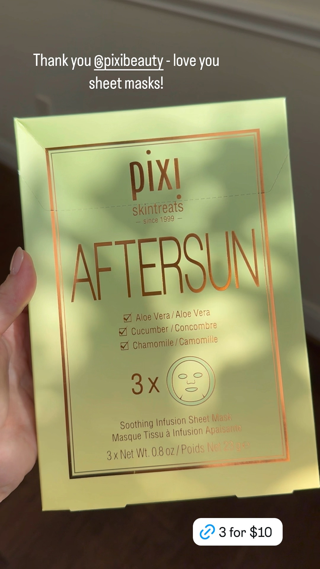New sheet masks from Pixi! 3 for $10. Would be great to split up for gifts!