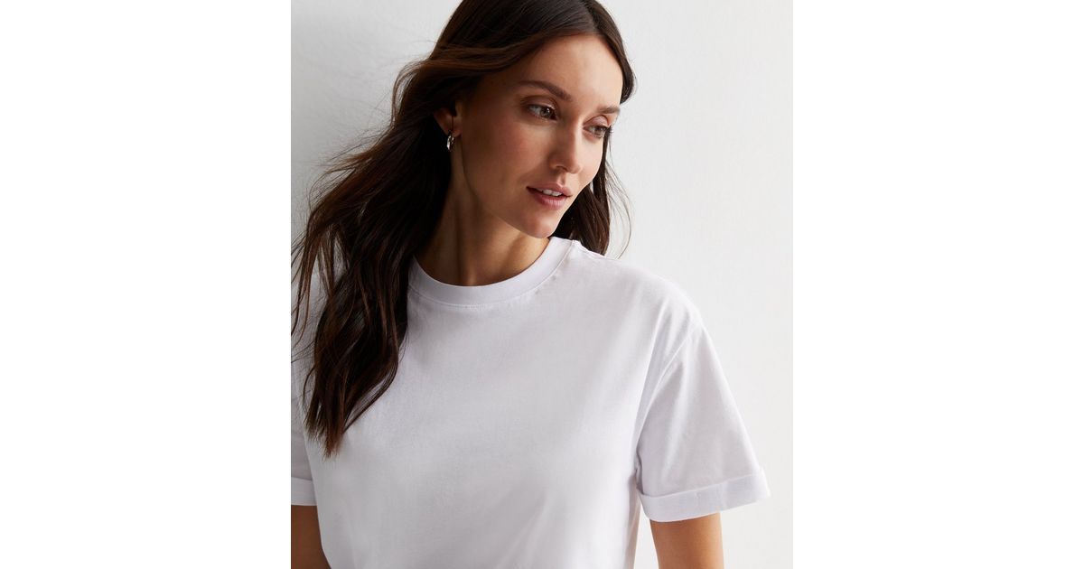 White Cotton Boxy T-Shirt
						
						Add to Saved Items
						Remove from Saved Items | New Look (UK)