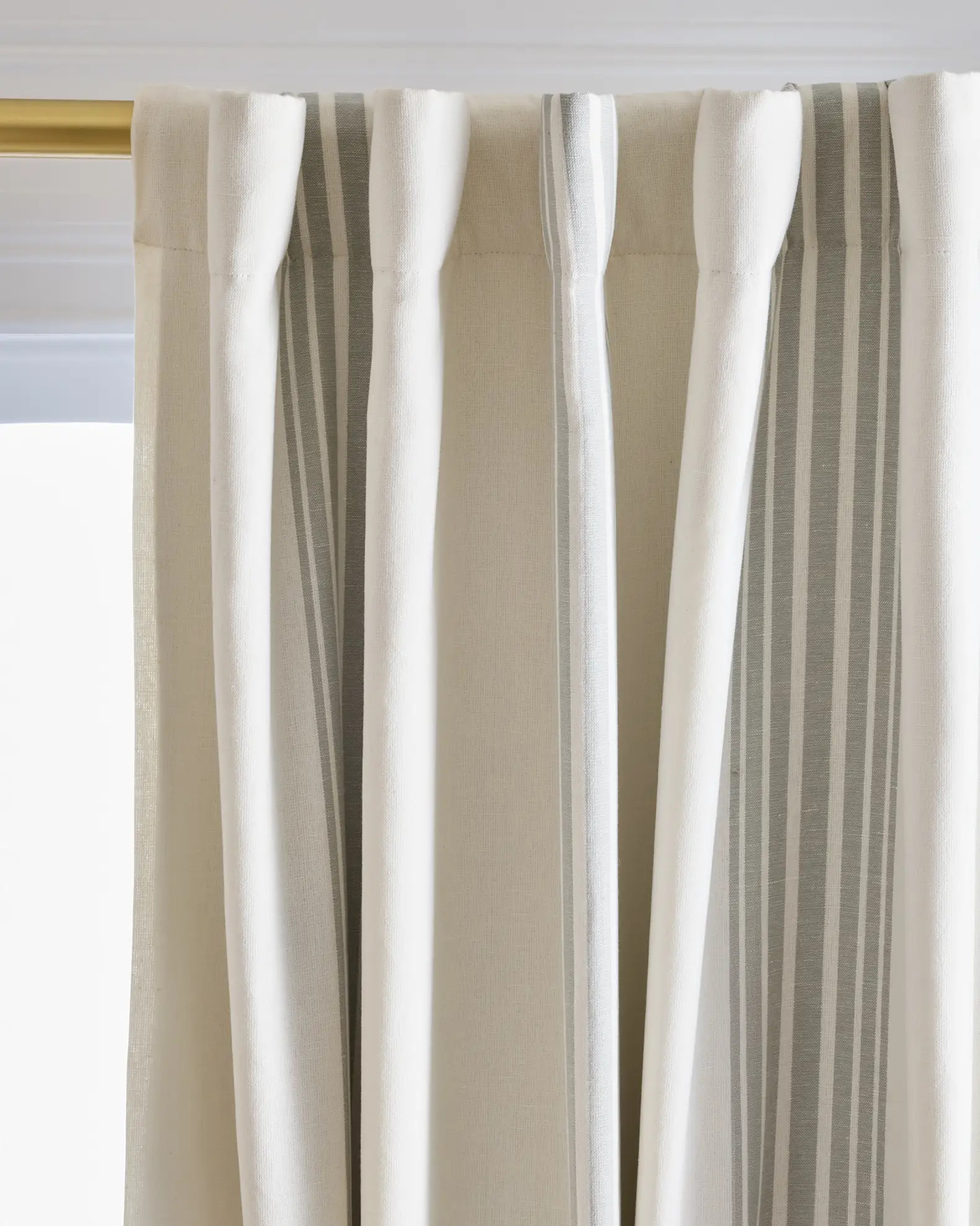 Coastal Stripe Linen Cotton Room Darkening Curtain | Quince