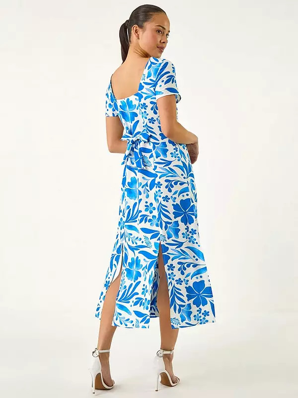 Roman Petite Floral Button Front Midi Dress | Very (UK)