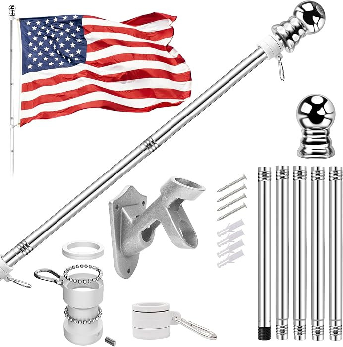5 FT Flag Pole kit and American Flag 3x5ft with Pole Kit for Outside, Heavy Duty Flag Pole 5FT wi... | Amazon (US)