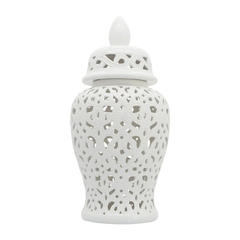 Joyce White 18.11'' Indoor / Outdoor Ceramic Jar | Wayfair North America