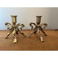 Vintage Gold Bow Candle Holder - Metal Taper Stand | Etsy (US)