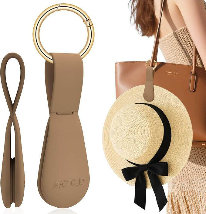 Magnetic Hat Clip for Travel on Bag, Brown Silicone Hat Clip Magnet Hat Holder Hat Hook for Bag T... | Amazon (US)