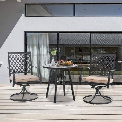 3pc Patio Set with 2 Swivel Chairs & Round Table - Black - Captiva Designs | Target