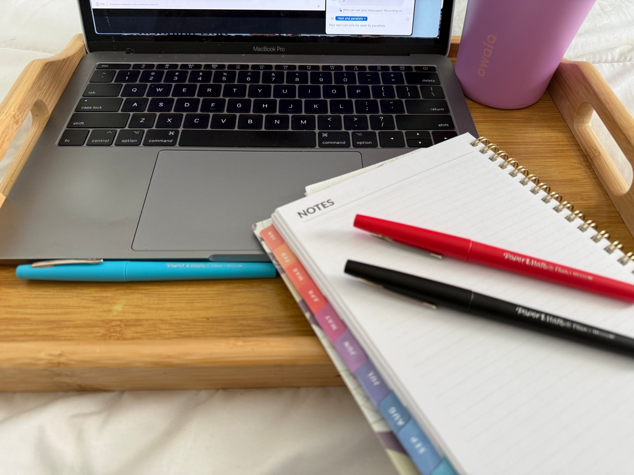 Meeting essentials. 

Owala free sip 40oz

Flair pens 😍

Planner and tray for snacks and computer. 

#LTKdayinmylife