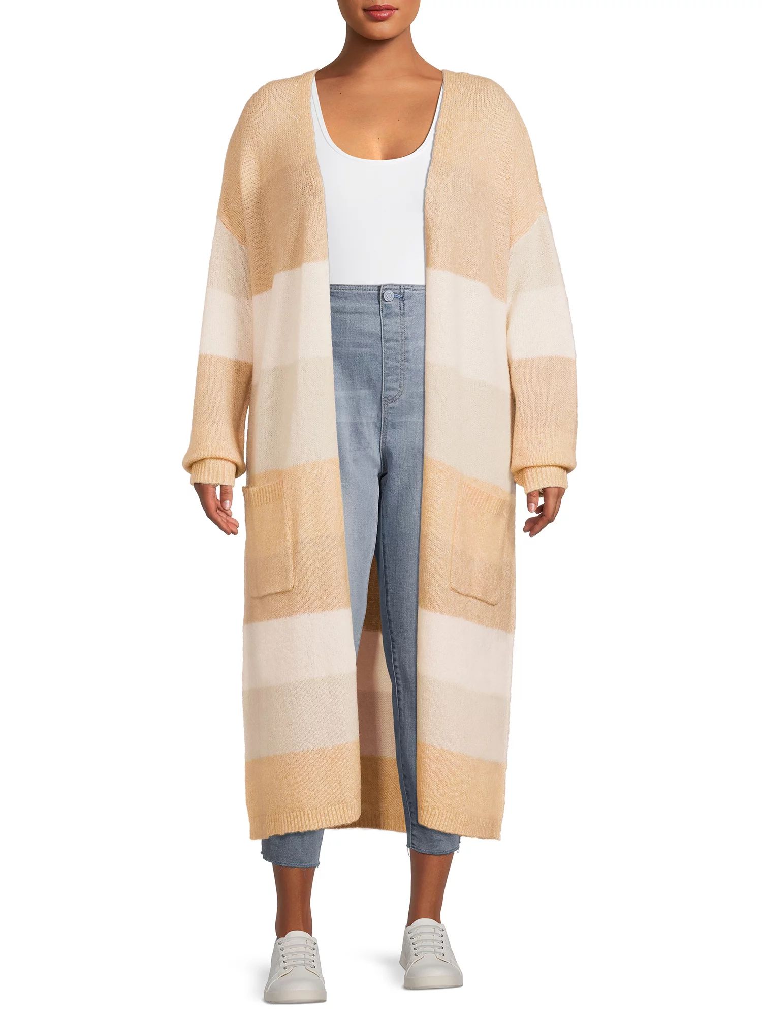 Absolutely Famous Women's Plus Size Colorblock Duster Cardigan | Walmart (US)