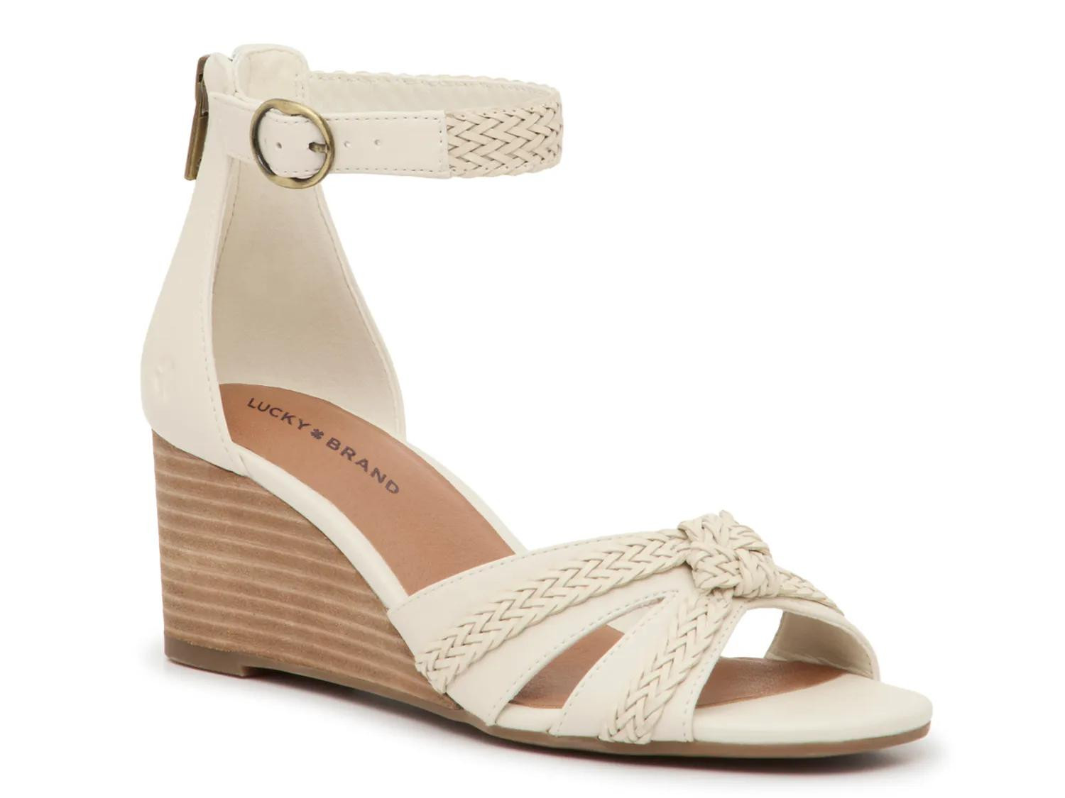 Lucky Brand Jellah Wedge Sandal | Women's | Off White | Size 7.5 | Sandals | Ankle Strap | DSW