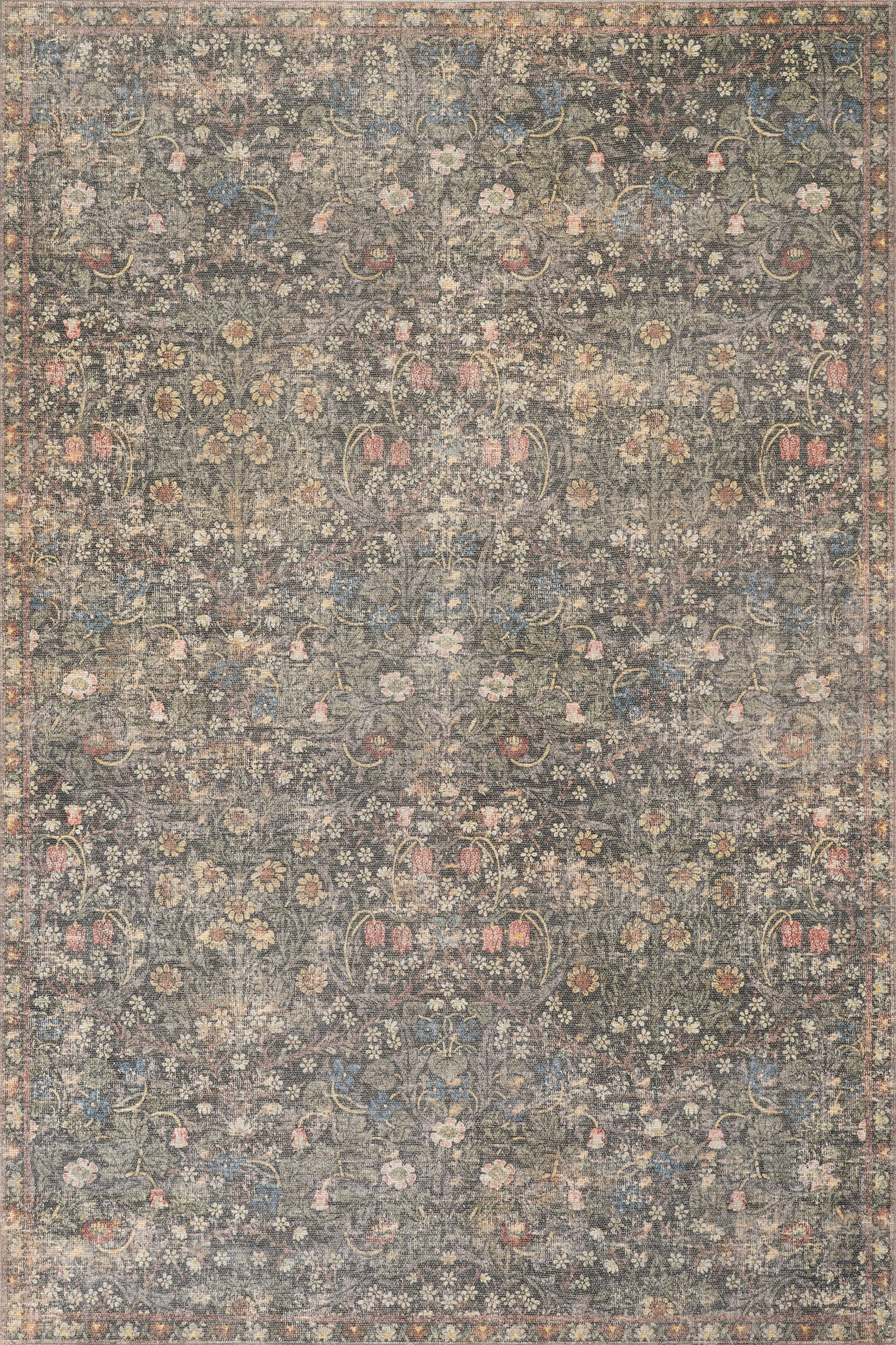 Green Indray Traditional Floral and Paisley 6' 7" x 9' | Floral/Paisley rug | Rugs USA