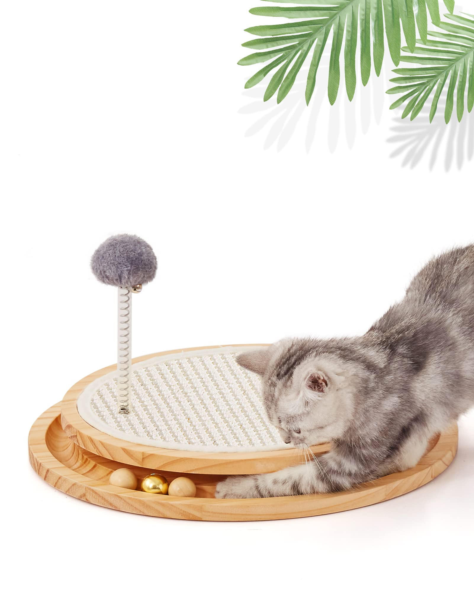 Cat Scratcher, Cat Natural Sisal Scratching Pad, Kitten Interactive Toy with Ball Track Spring Ba... | Amazon (US)