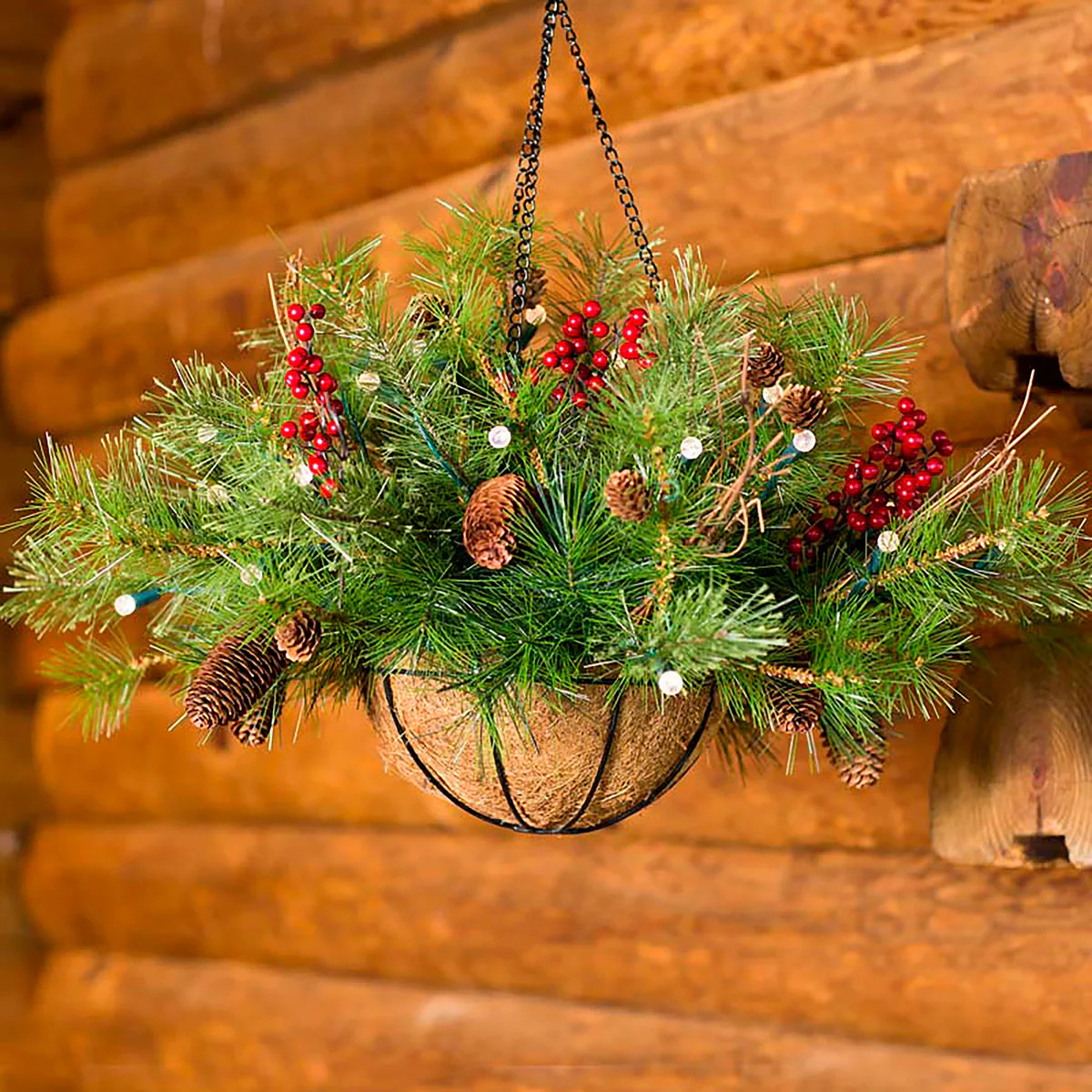 Holiday Hanging Basket | Holiday Greenery | Plow & Hearth | Plow & Hearth