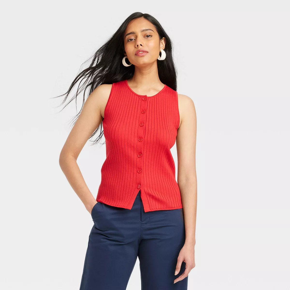 Women's Crewneck Button-Down Vest - A New Day™ | Target