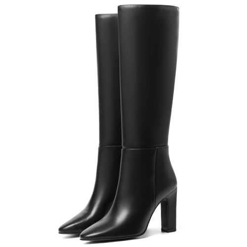 Attiposh Womens Knee High Boots Round Toe Tall Boots Block High Heel Boots Side Zipper Long Boots Comfortable Fashion Dress Boot | Amazon (US)