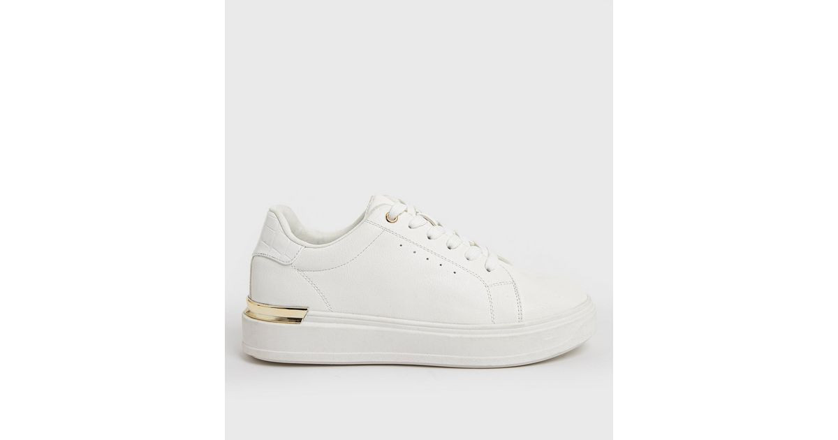 Girls White Metal Trim Lace Up Chunky Trainers
						
						Add to Saved Items
						Remove from ... | New Look (UK)
