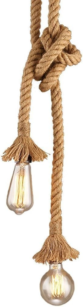 CTKcom 2 Heads Vintage(1.5+1.5 Meter) Hemp Rope Pendant Light Fixture E26/E27 Base,Retro Hemp Rop... | Amazon (US)