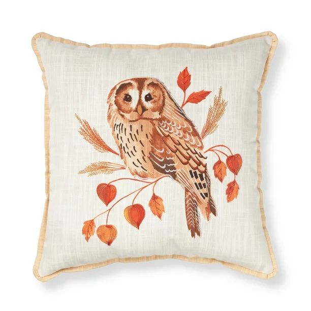 Better Homes & Gardens Harvest Owl Outdoor Pillow, 20" x 20" Square - Walmart.com | Walmart (US)