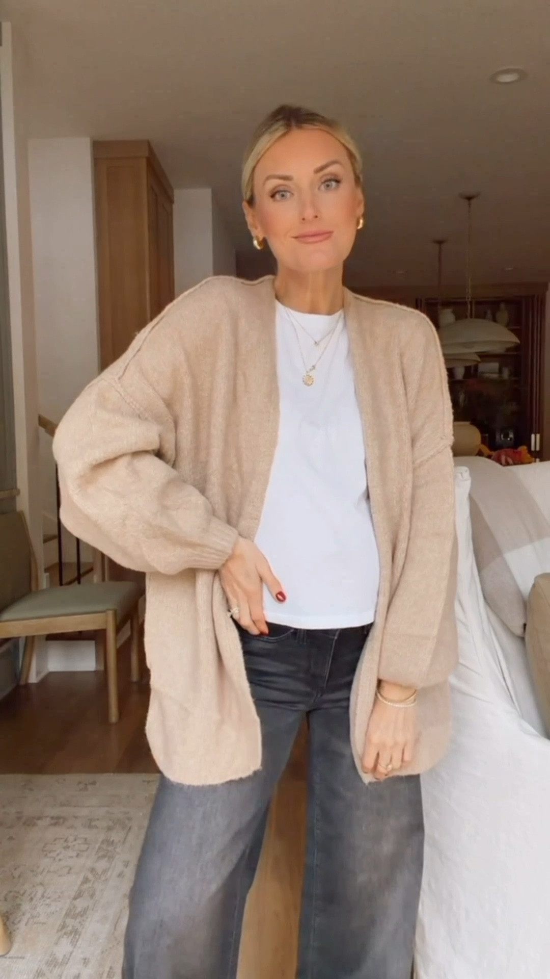 This oversized cardigan is so good! I have it in this color & in cream! Love to wear it over a simple white tee and jeans or could be great to wear with loungewear! Wearing S in cardigan & 25 in jeans!

Loverly Grey, Amazon, cardigan, neutral cardigan, winter staples, winter outfit, maternity 

#LTKBump #LTKSeasonal