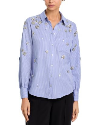 Cinq à Sept Lola Tumbling Flowers Striped Shirt | Bloomingdale's Women | Bloomingdale's (AU)