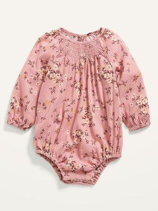 Long-Sleeve Smocked Floral Romper for Baby | Old Navy (US)