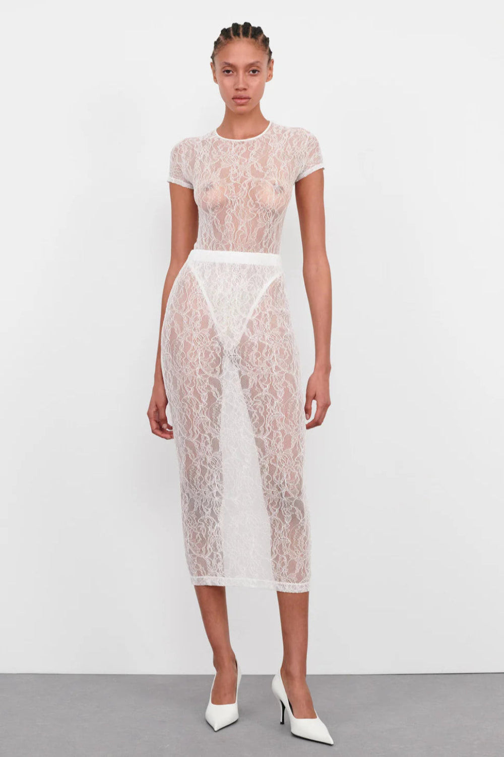Lace Tube Skirt White | Curio