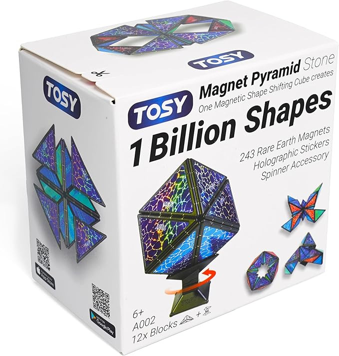 TOSY Magnet Pyramid Stone - 1 Cube Transforms into 1 Billion Shapes, 14 pcs (12 Puzzle pcs and 2 ... | Amazon (US)