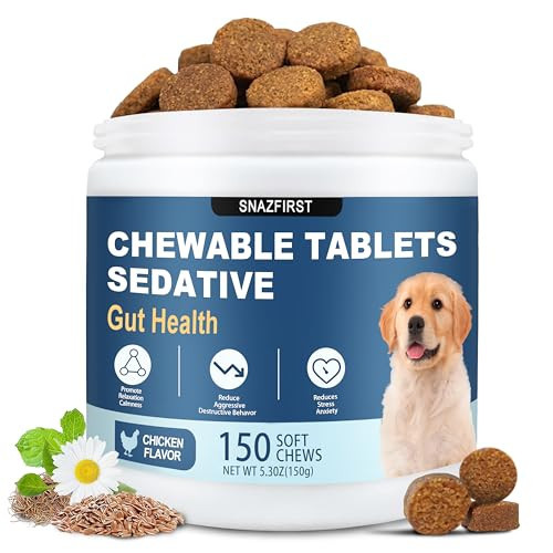 SNAZFIRST Calming Chews for Dogs Anxiety Relief, Dog Calming Chews-Anxiety and Stress Relief Treats Melatonin Bites Sleep Aid Calm Dog with Noise,Thunder,Barking,Separation(Chicken Flavor, 150 Chews) | Amazon (US)