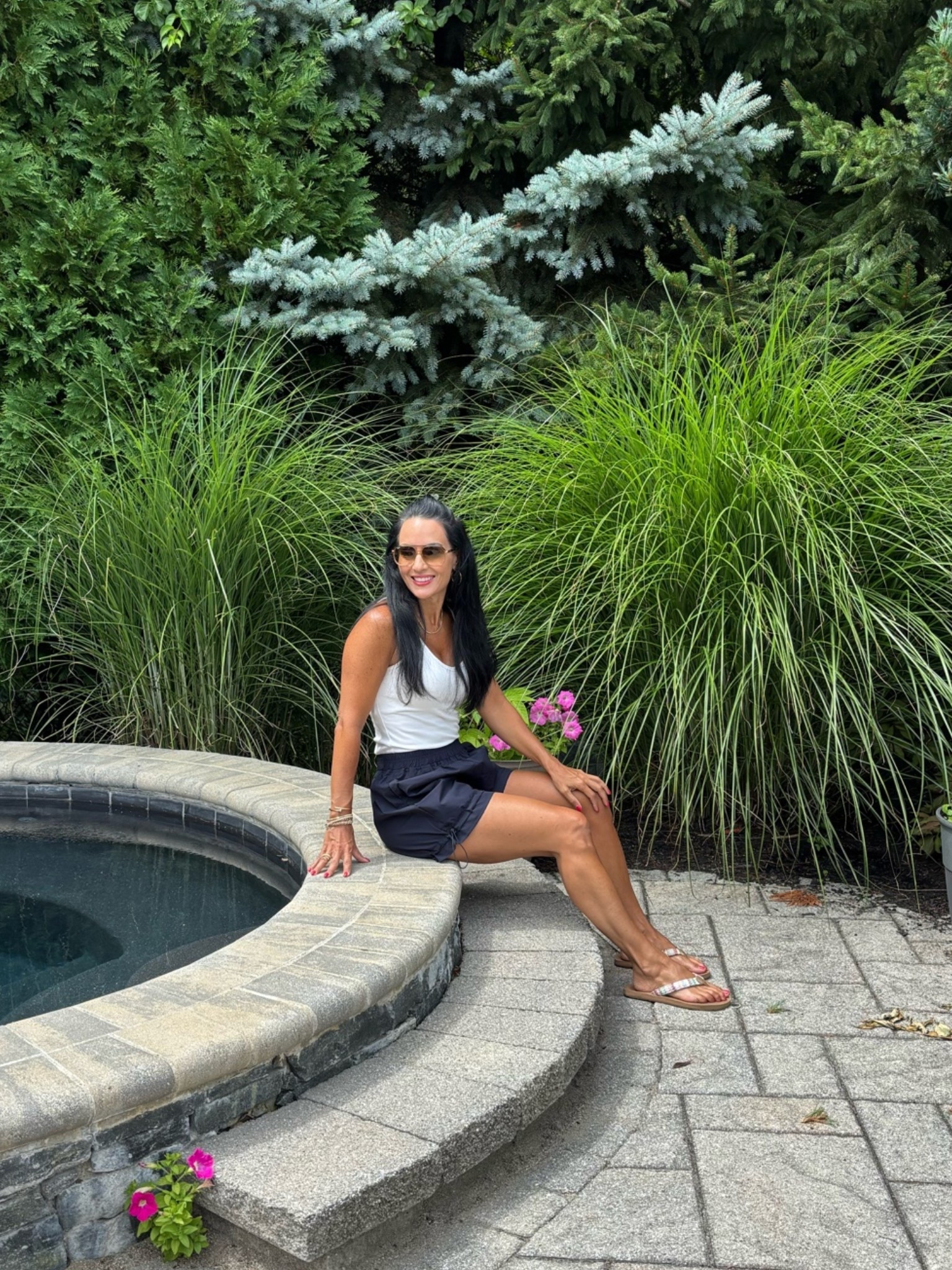 Amazon nylon active shorts 
Tank top with built in bra

#LTKootd #LTKmomlife #LTKActive