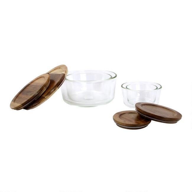 Glass Food Storage Container with Wood Lid Collection | World Market