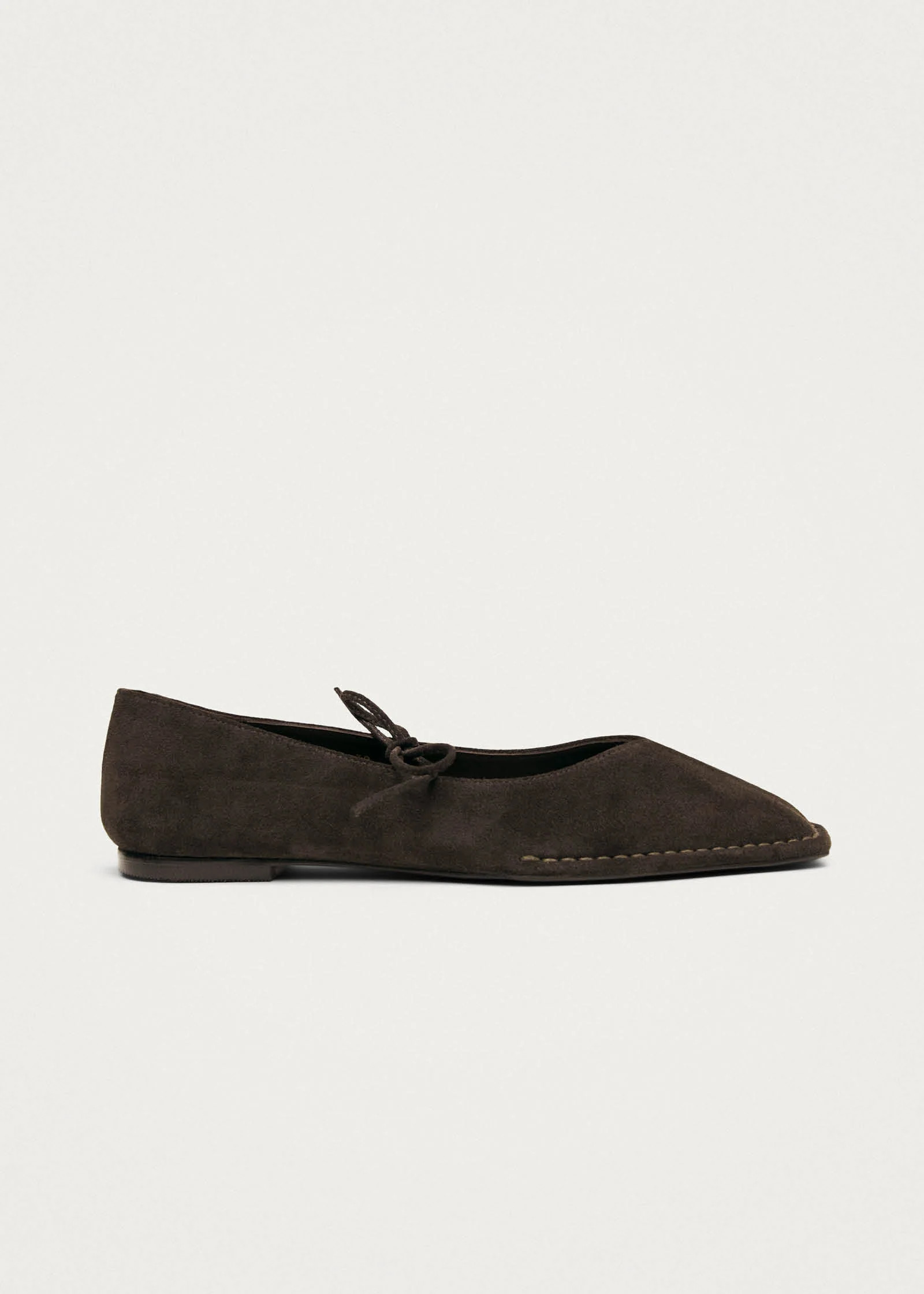 Sway Suede Coffee Brown Leather Ballet Flats | ALOHAS (Global)