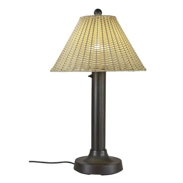 Tahiti II 34" Table Lamp 19257 with 3" bronze tube body and tight weave, flat wicker, stone shade... | Walmart (US)
