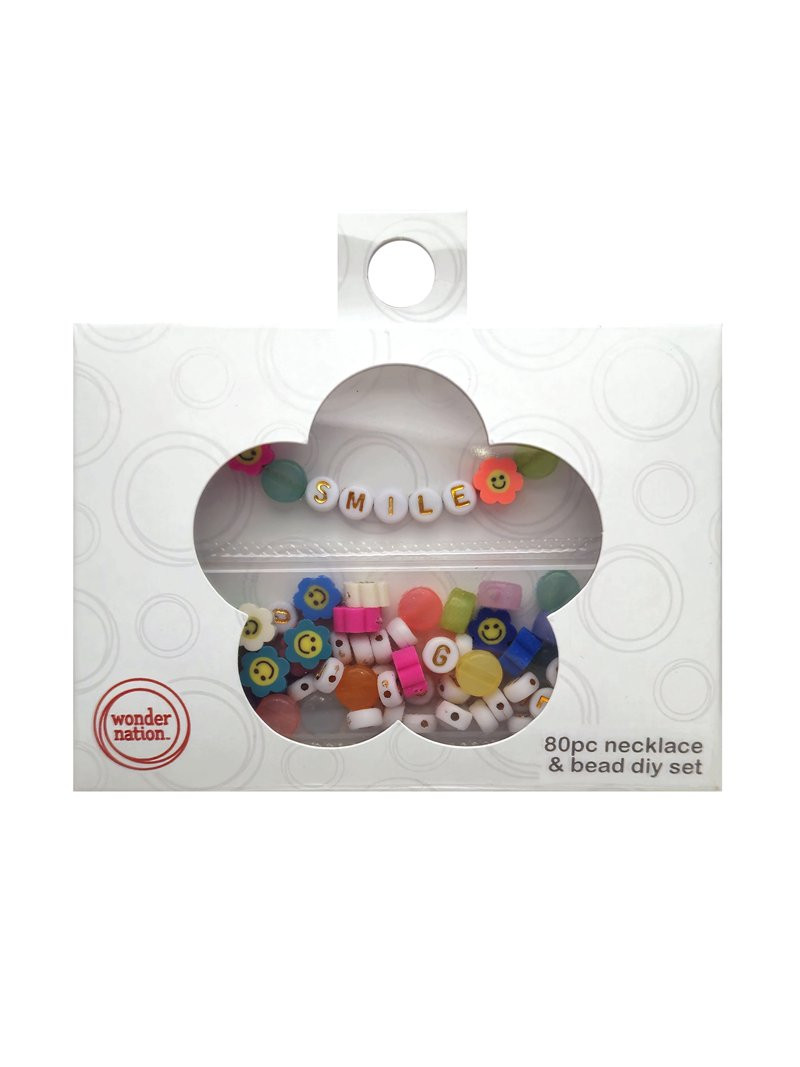 Wonder Nation DIY Smile Letter Beaded Necklace, Girls | Walmart (US)