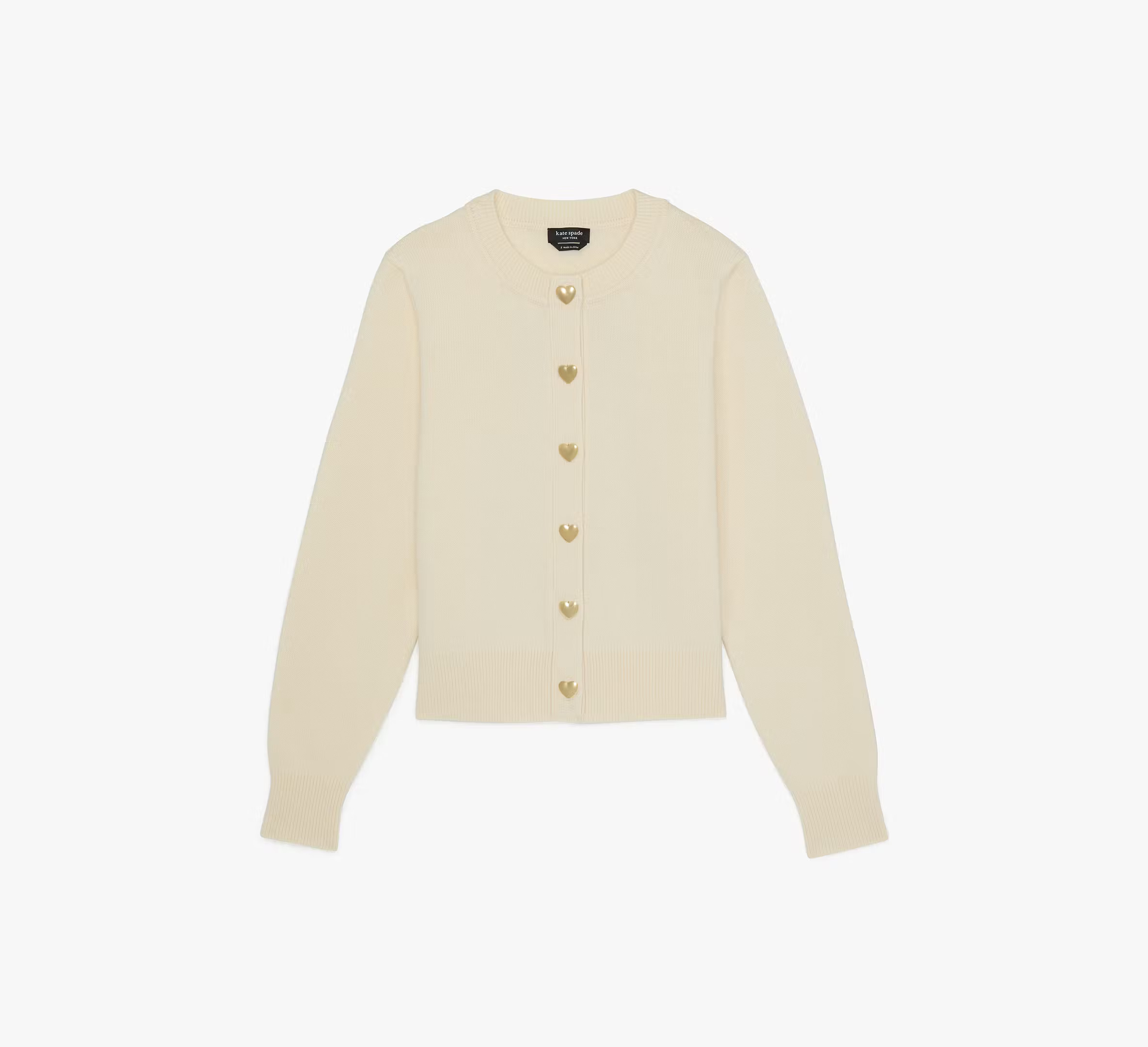 Kate Spade Gold Heart Button Nell Cardigan, Cream | Kate Spade (US)