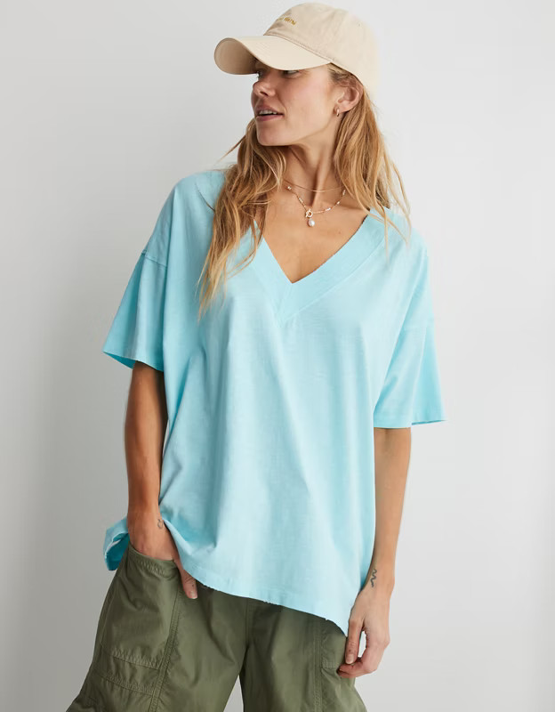 Aerie Extreme V-Neck Oversized Boyfriend T-Shirt | Aerie