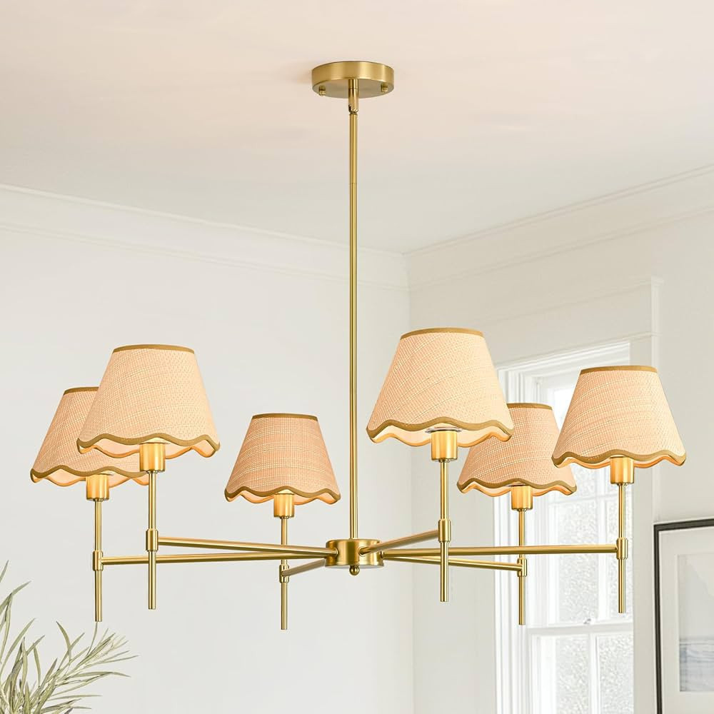 6-Light Boho Rattan Chandelier, 39 Inch Rattan Pendant Light Fixture with Hand-Woven Lamp Shade, ... | Amazon (US)