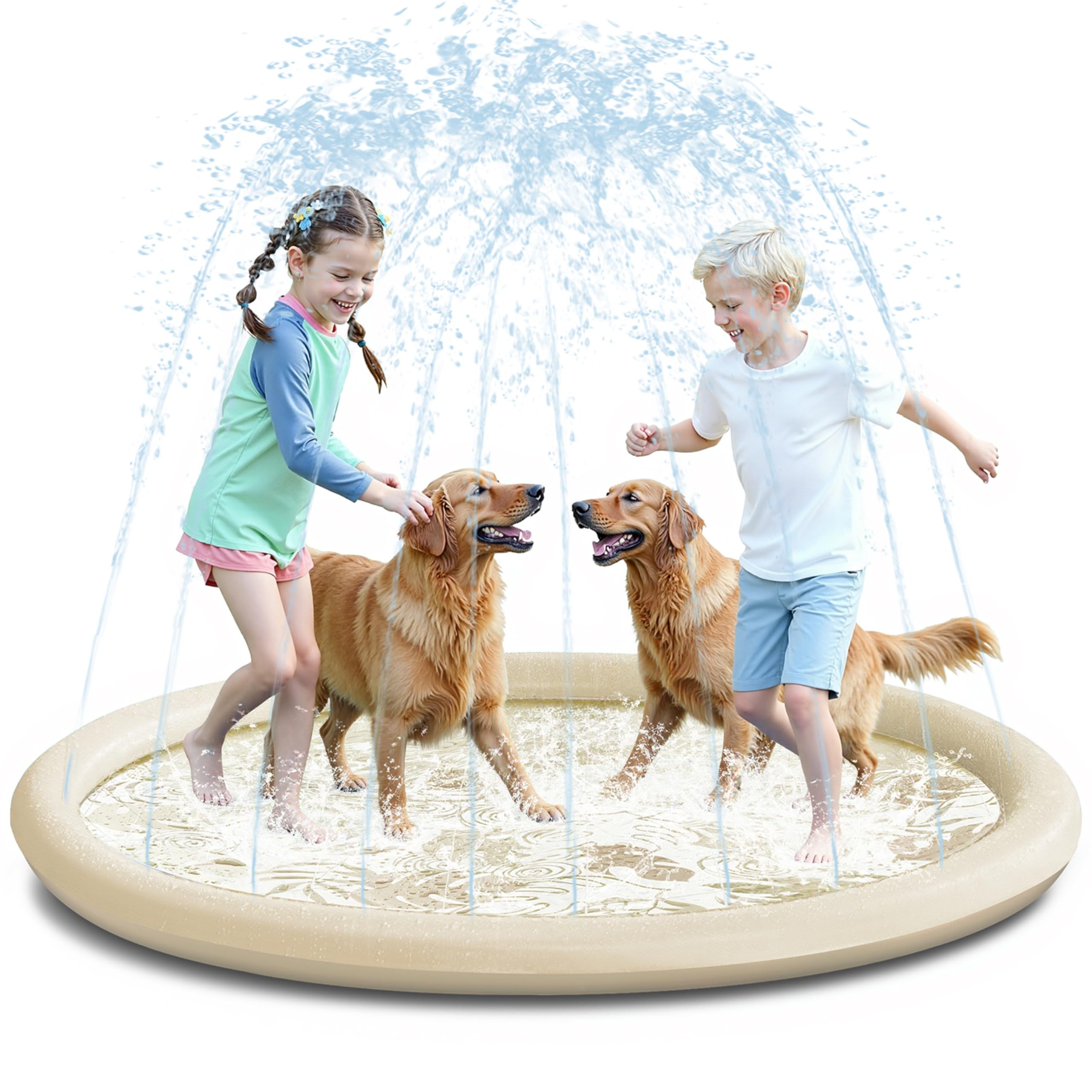 SLOOSH Splash Pad Sprinkler Mat - 6ft Tropical Leaves Outdoor Water Play Toys for Kids Dogs, Back... | Amazon (US)