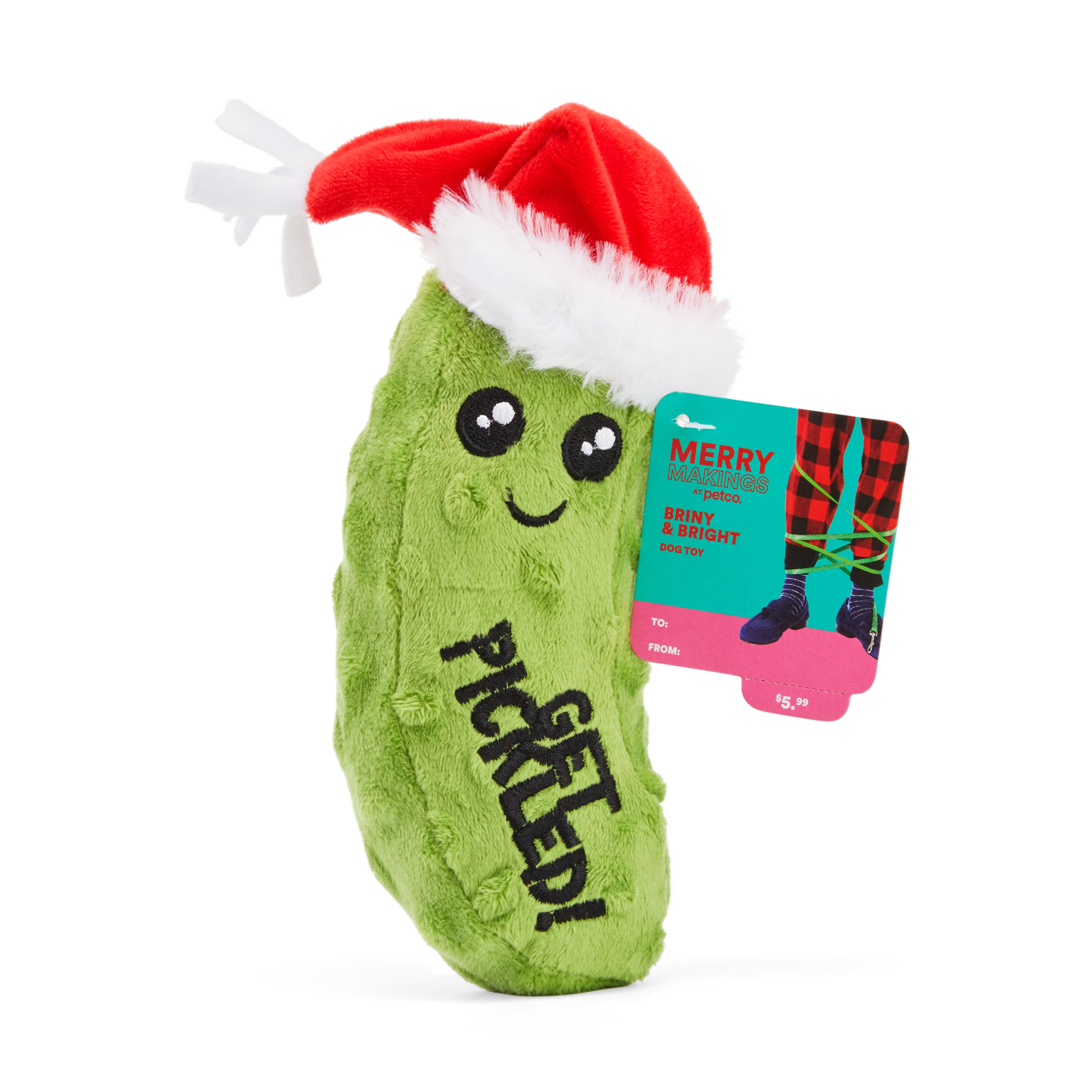 Merry Makings Briny & Bright "Dillightful" Holiday Pickle Plush Dog Toy, Small | Petco