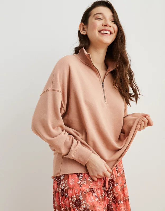 Aerie Sunday Soft Quarter Zip Sweatshirt | American Eagle Outfitters (US & CA)