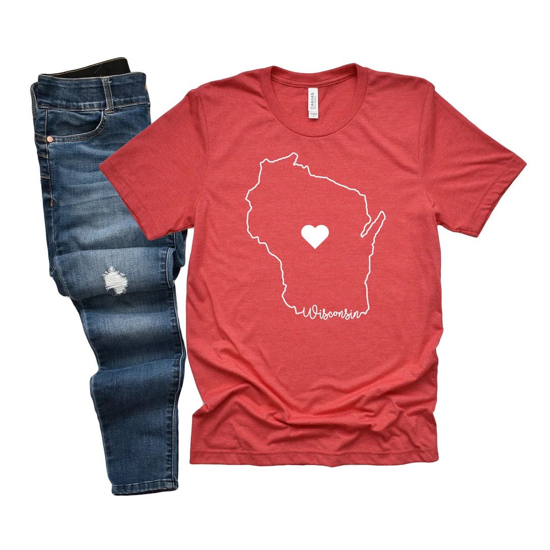 Heart in Wisconsin Tee | Wisconsin Shirt | Wisconsin Tee | State Shirt | Wisconsin State Tee | Wi... | Etsy (US)