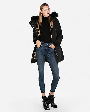 Detachable Vest Faux Leopard Fur Anorak | Express